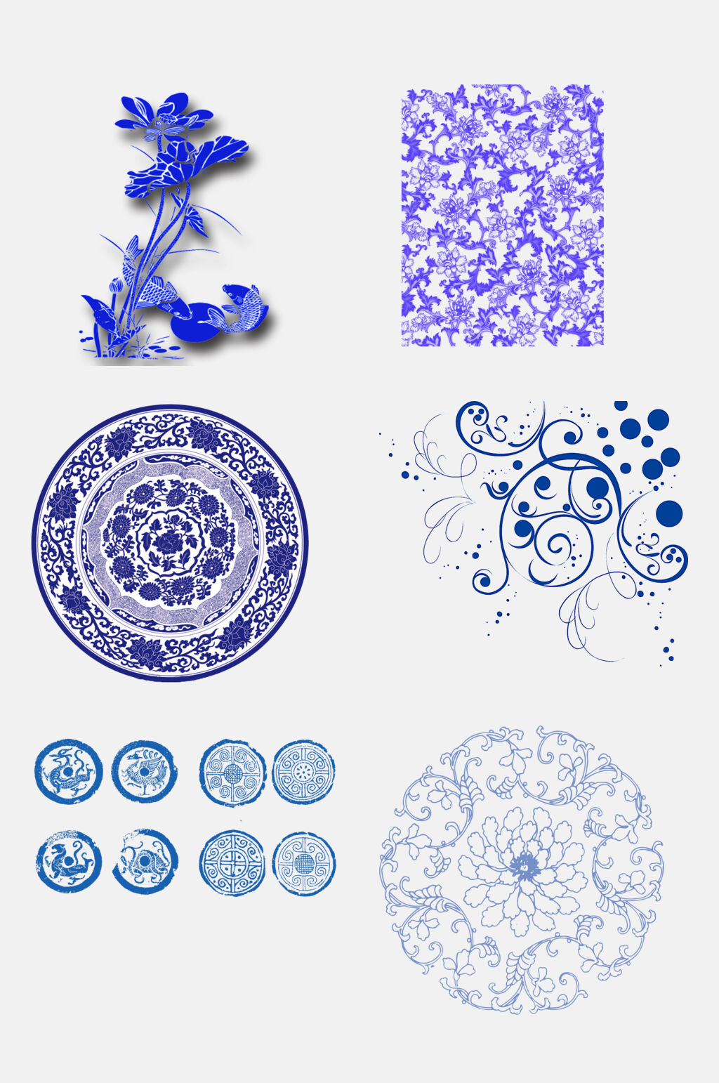 精致唯美中国风青花瓷图案素材素材