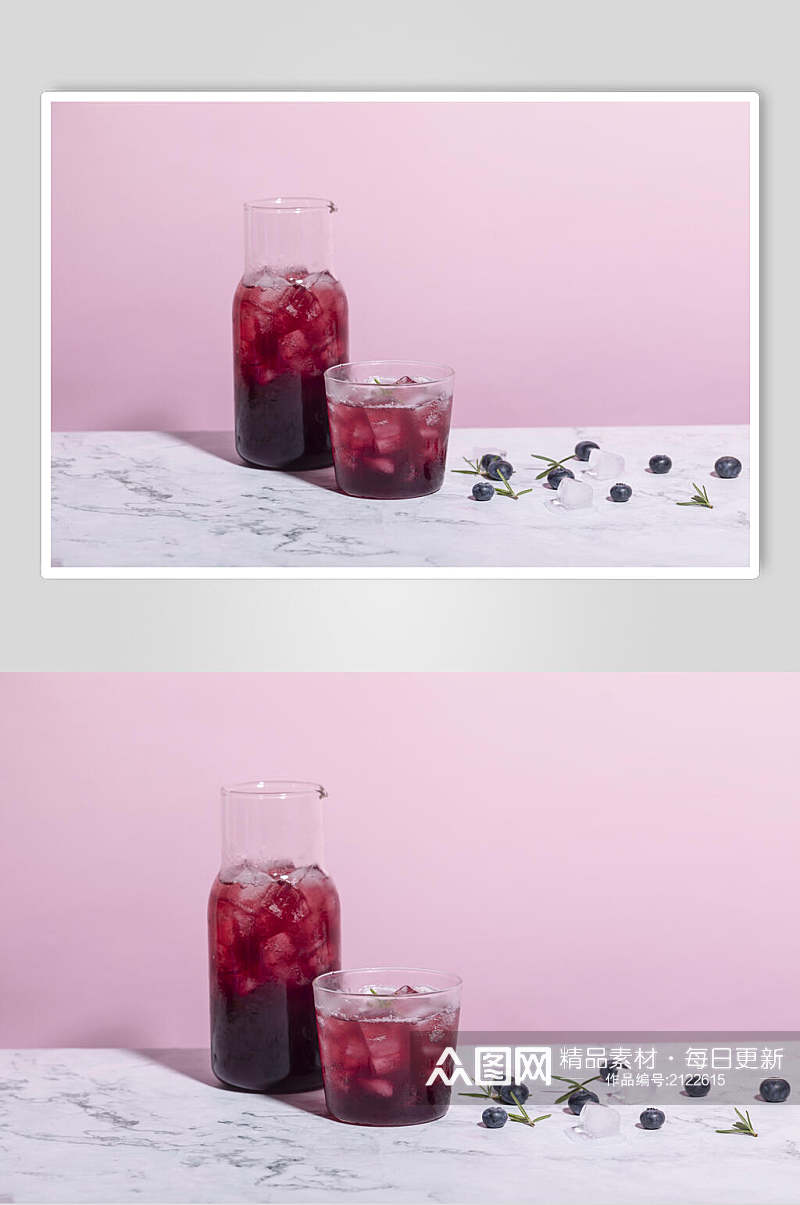 新鲜蓝莓夏日冷饮图片素材