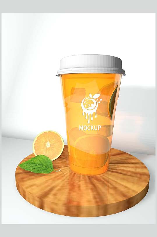 橙汁奶茶杯样机效果图
