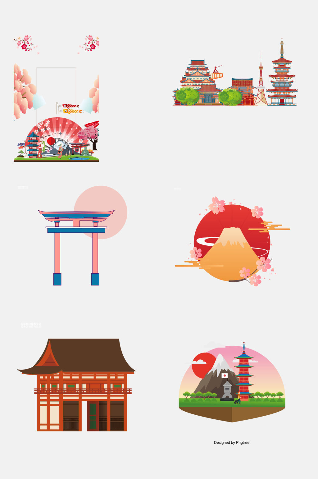 清新唯美日本旅游风光免抠元素素材