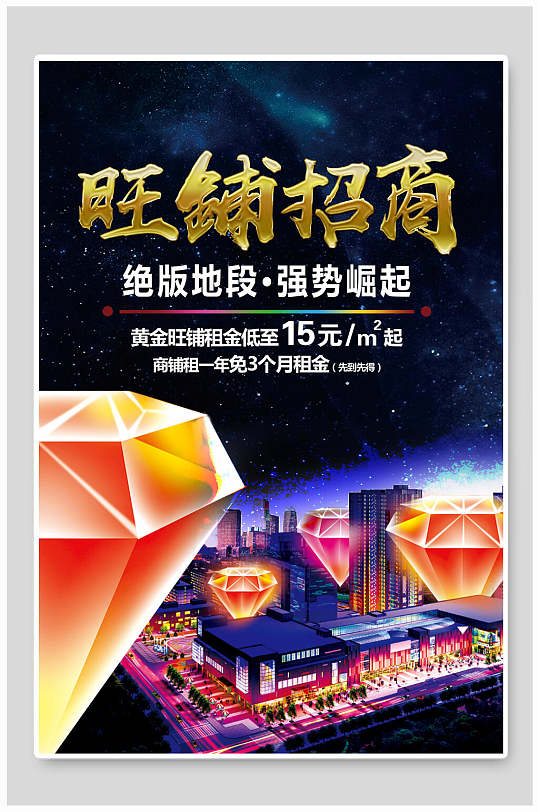 房地产旺铺招商绝版地段促销海报