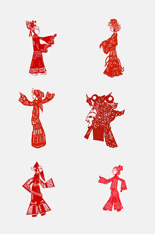 经典传承皮影人物免抠元素
