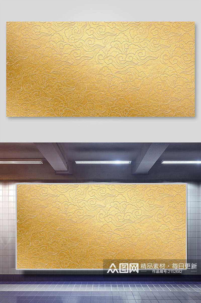 中式金色古典花纹祥云背景素材素材