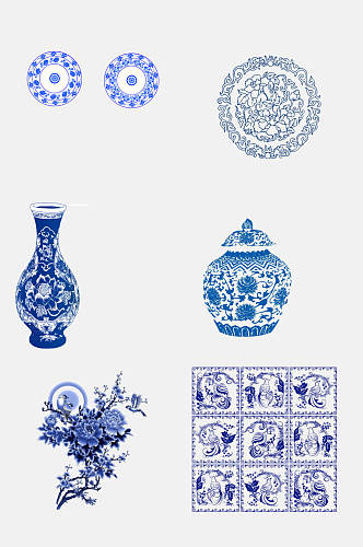 中国风古董青花瓷图案素材
