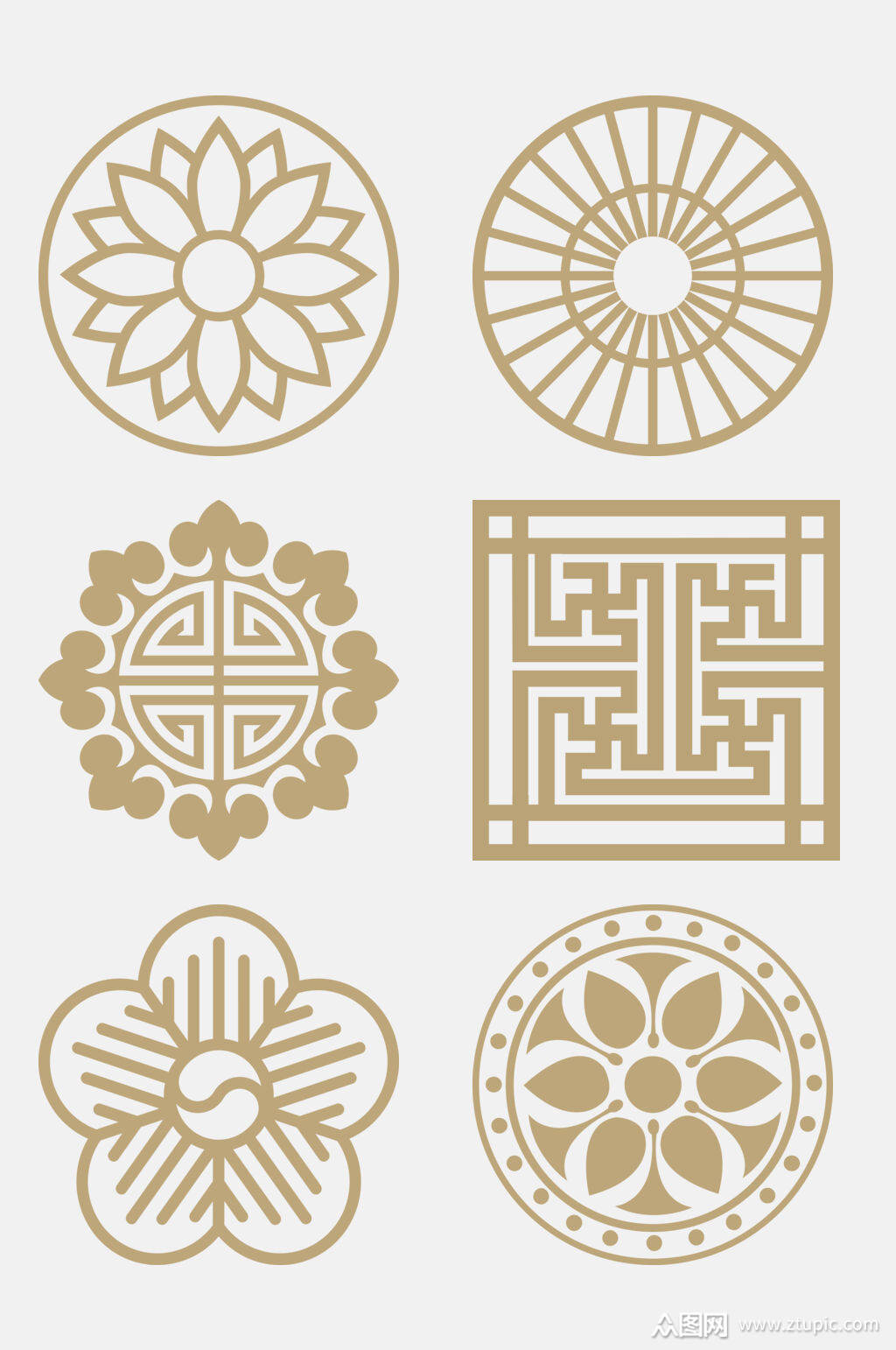 精致金色中式古典花纹免抠元素