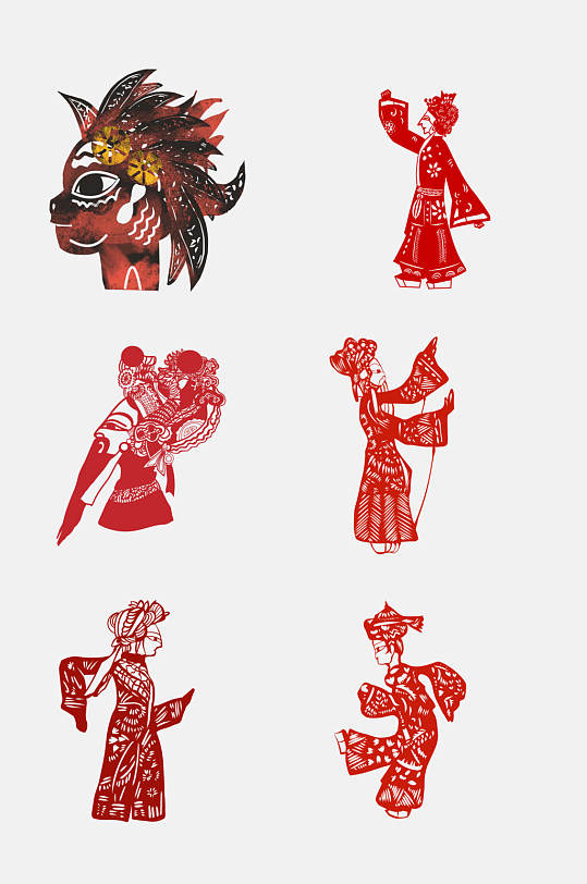 经典传承皮影人物免抠元素