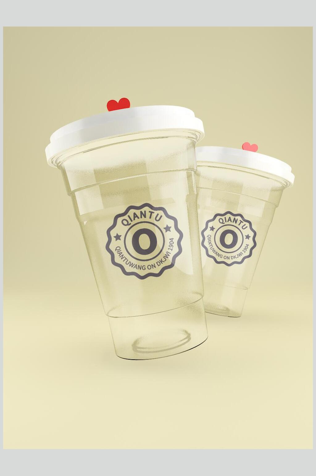 大气透明奶茶杯LOGO展示样机效果图素材