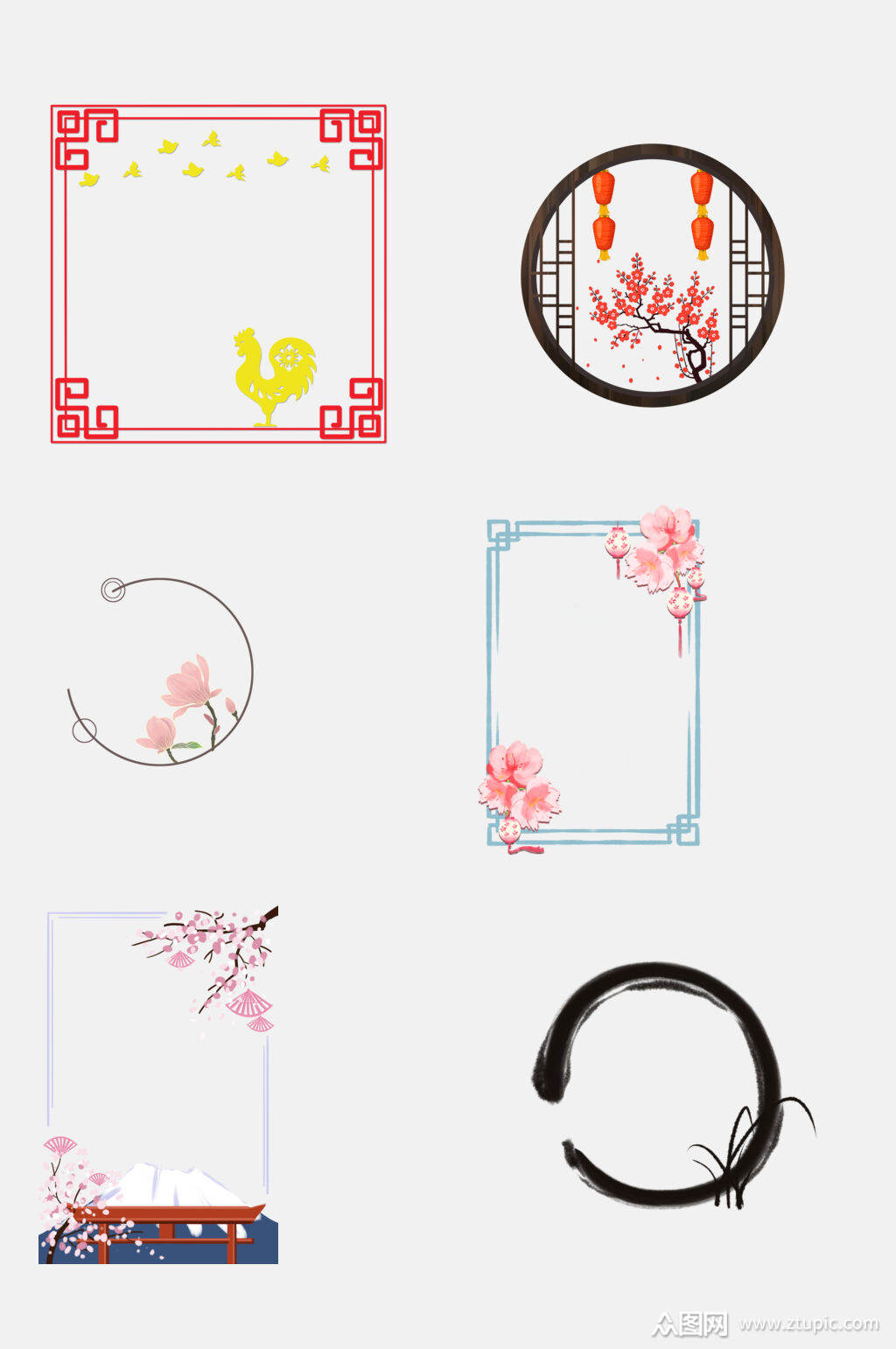 中式古风边框免抠元素素材