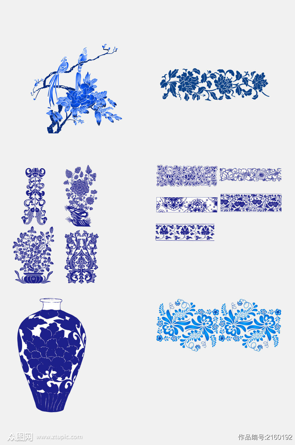 中国风青花瓷花纹瓶子图案素材 设计元素素材下载 众图网