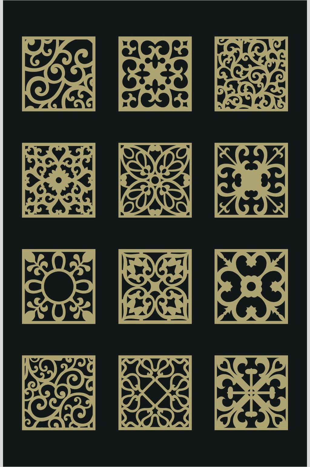 方形高端中式古典花纹矢量元素素材