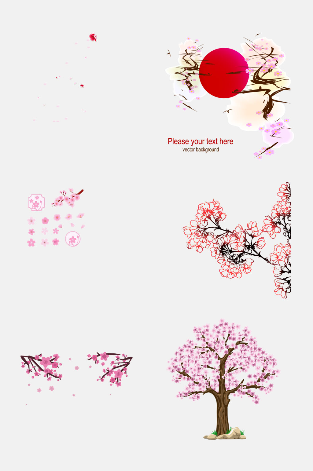 桃花荷花莲花免抠元素素材