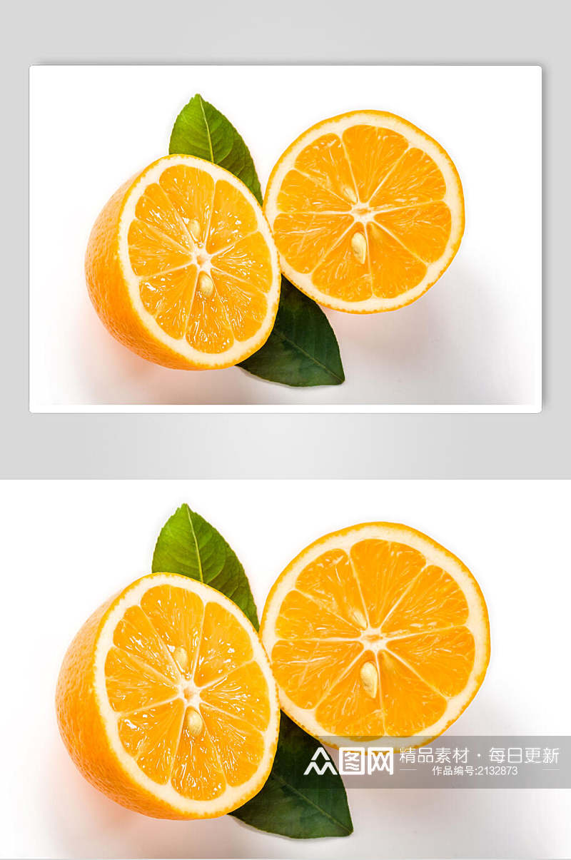 白底切开橘子美食摄影图片素材