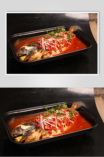 红油香辣烤鱼摄影图片