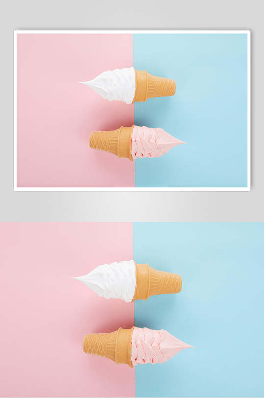 清新双色冰淇淋水果食品图片