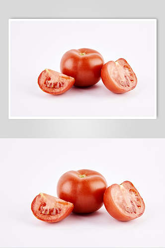 切开的番茄和完整的番茄高清图片