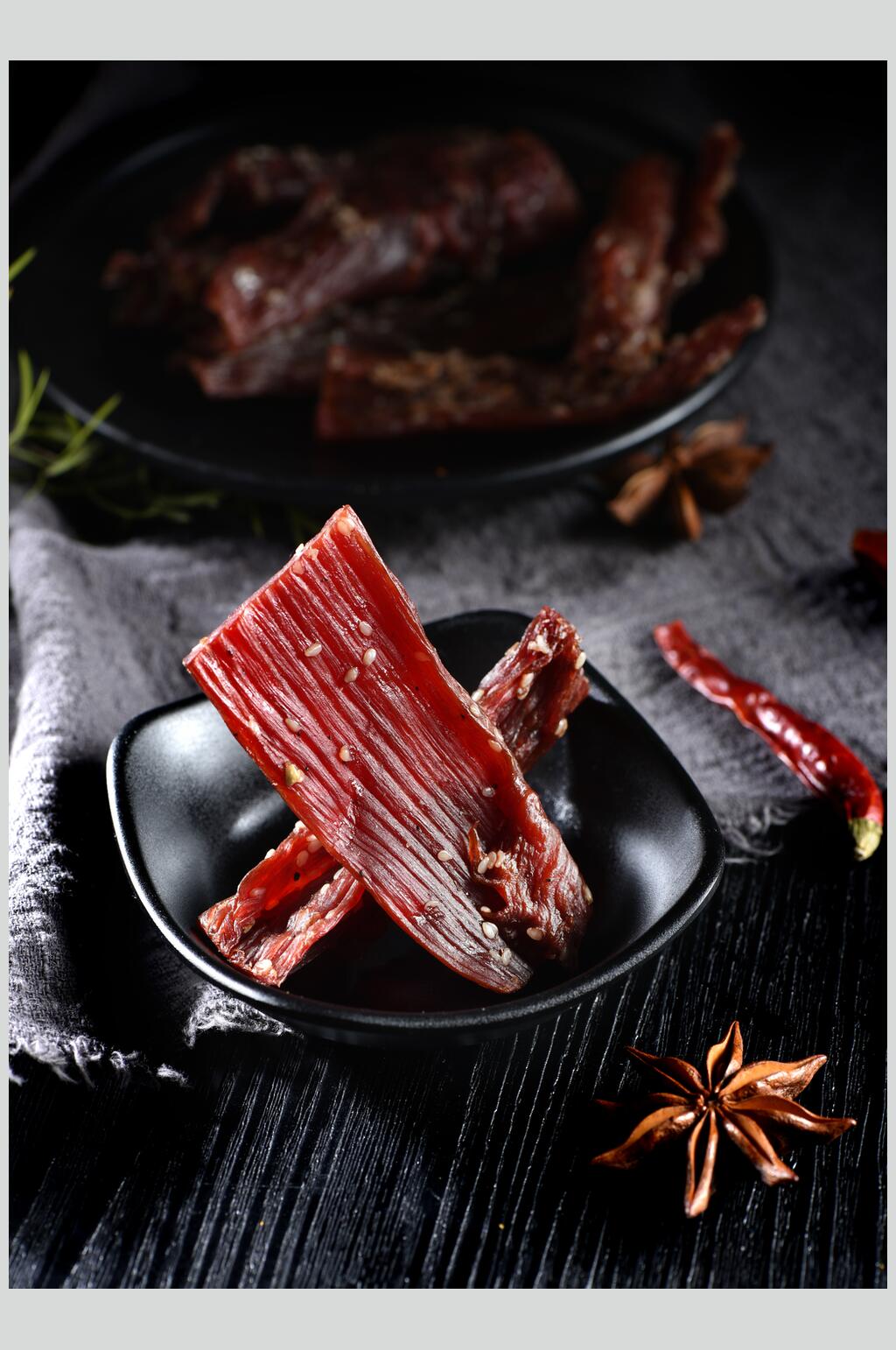 正宗美味牛肉干摄影图片素材