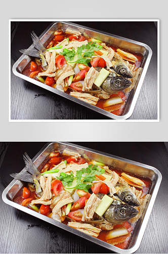 酸笋西红柿烤鱼食物图片