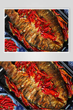 湘菜烤鱼摄影图片