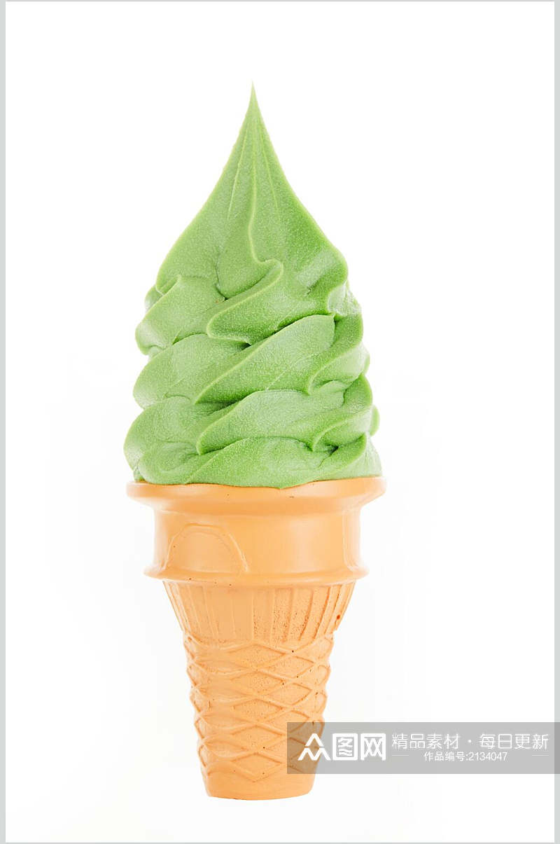 抹茶甜筒冰淇淋图片素材