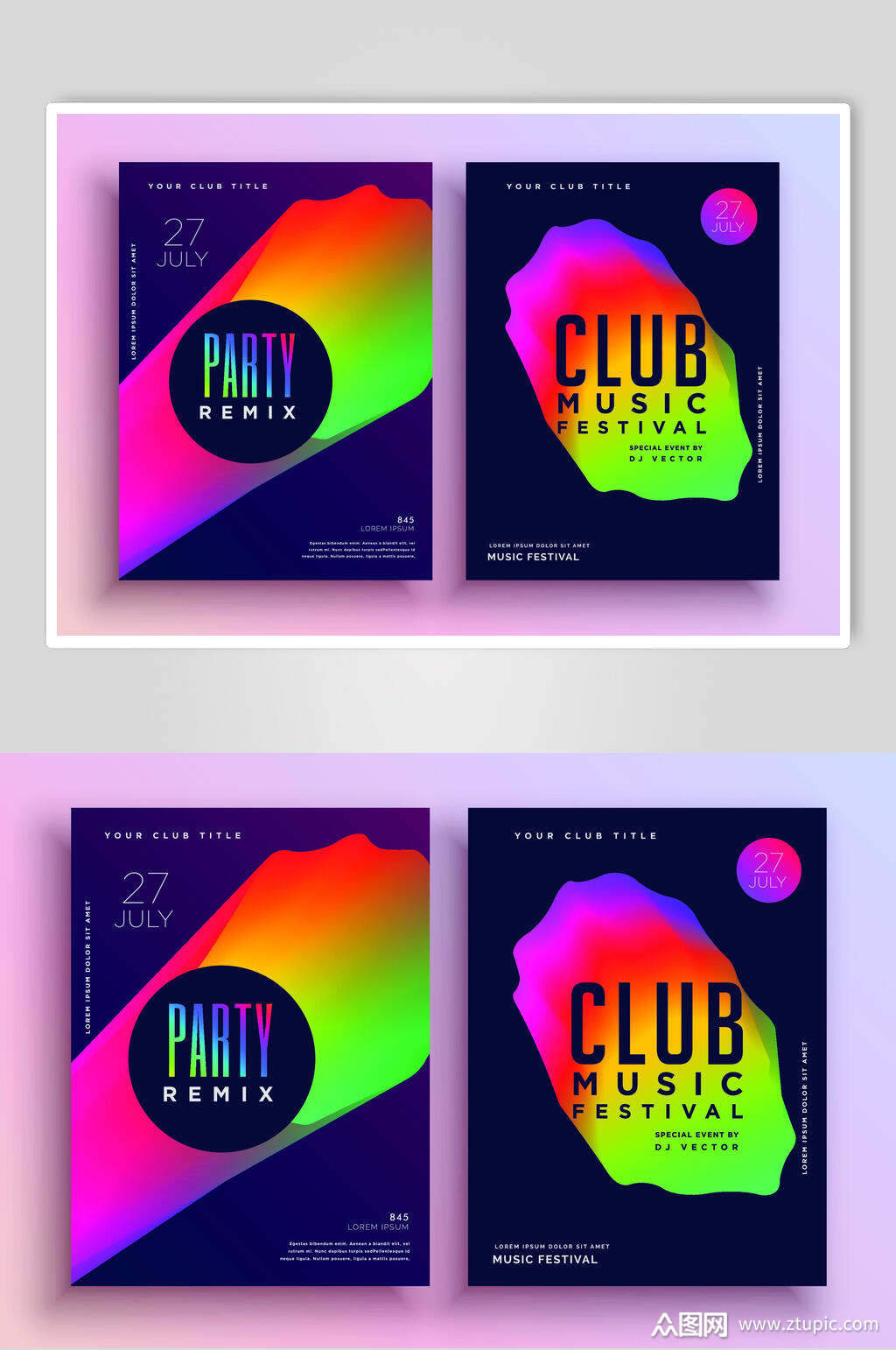 时尚立体蒸汽波矢量海报素材