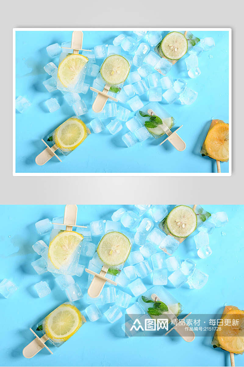 柠檬冰棍饮美食图片素材