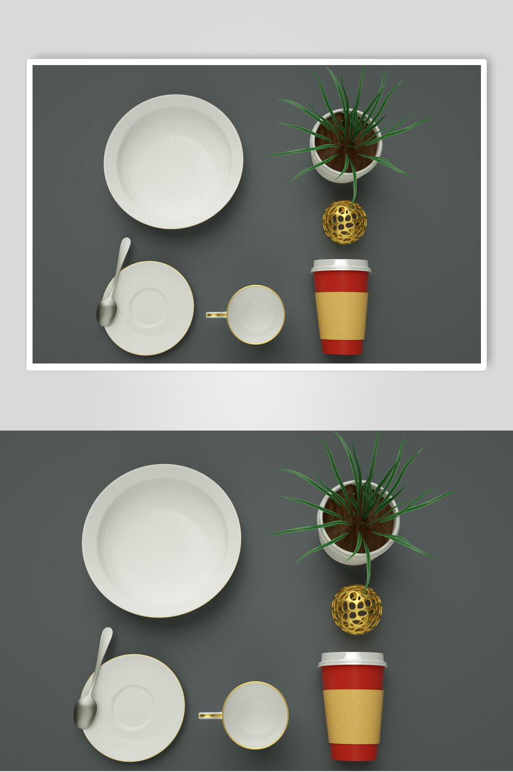 极简陶瓷餐饮盘子餐具整套vi样机效果图