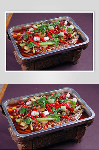 热菜湘式烤鱼食物图片