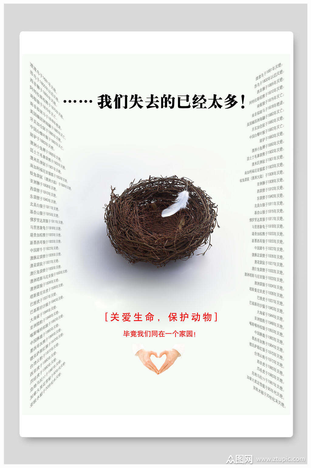 关爱生命保护动物公益海报素材