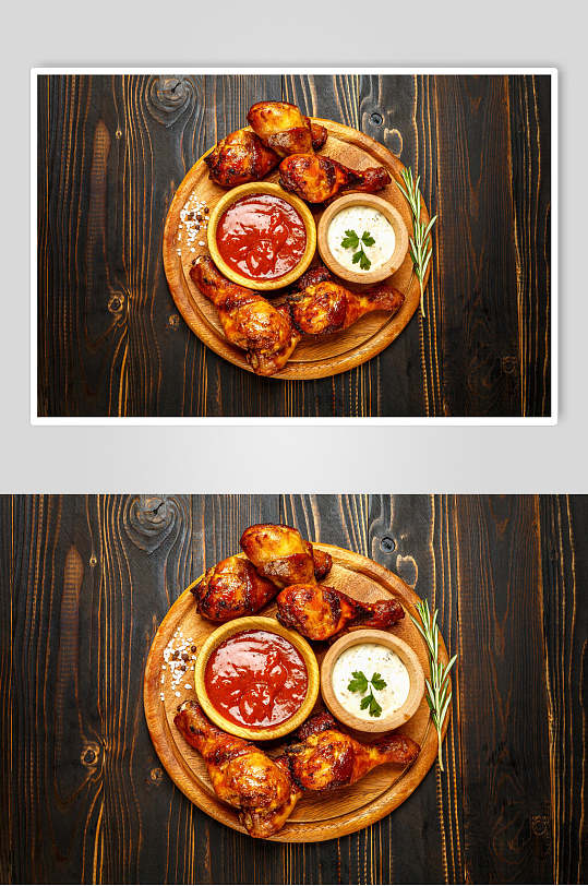 番茄酱韩式鸡腿炸鸡小食食品图片