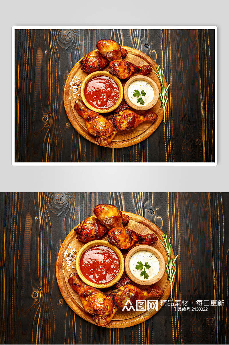 番茄酱韩式鸡腿炸鸡小食食品图片素材