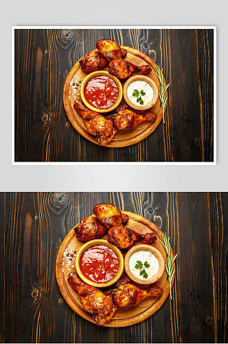 番茄酱韩式鸡腿炸鸡小食食品图片