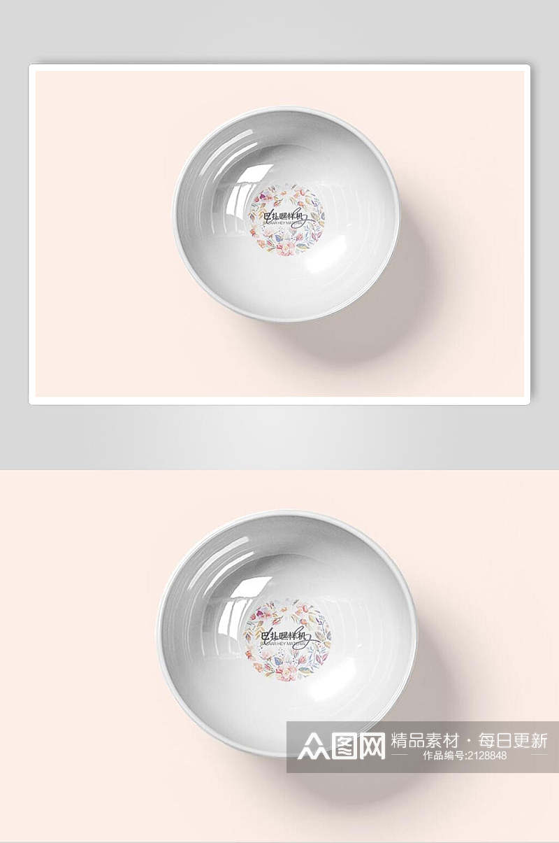 清新简洁陶瓷餐饮盘子餐具样机效果图素材