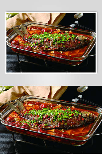 美味红油烤鱼摄影图片