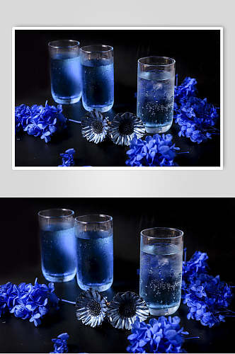 蓝色菊花饮料图片