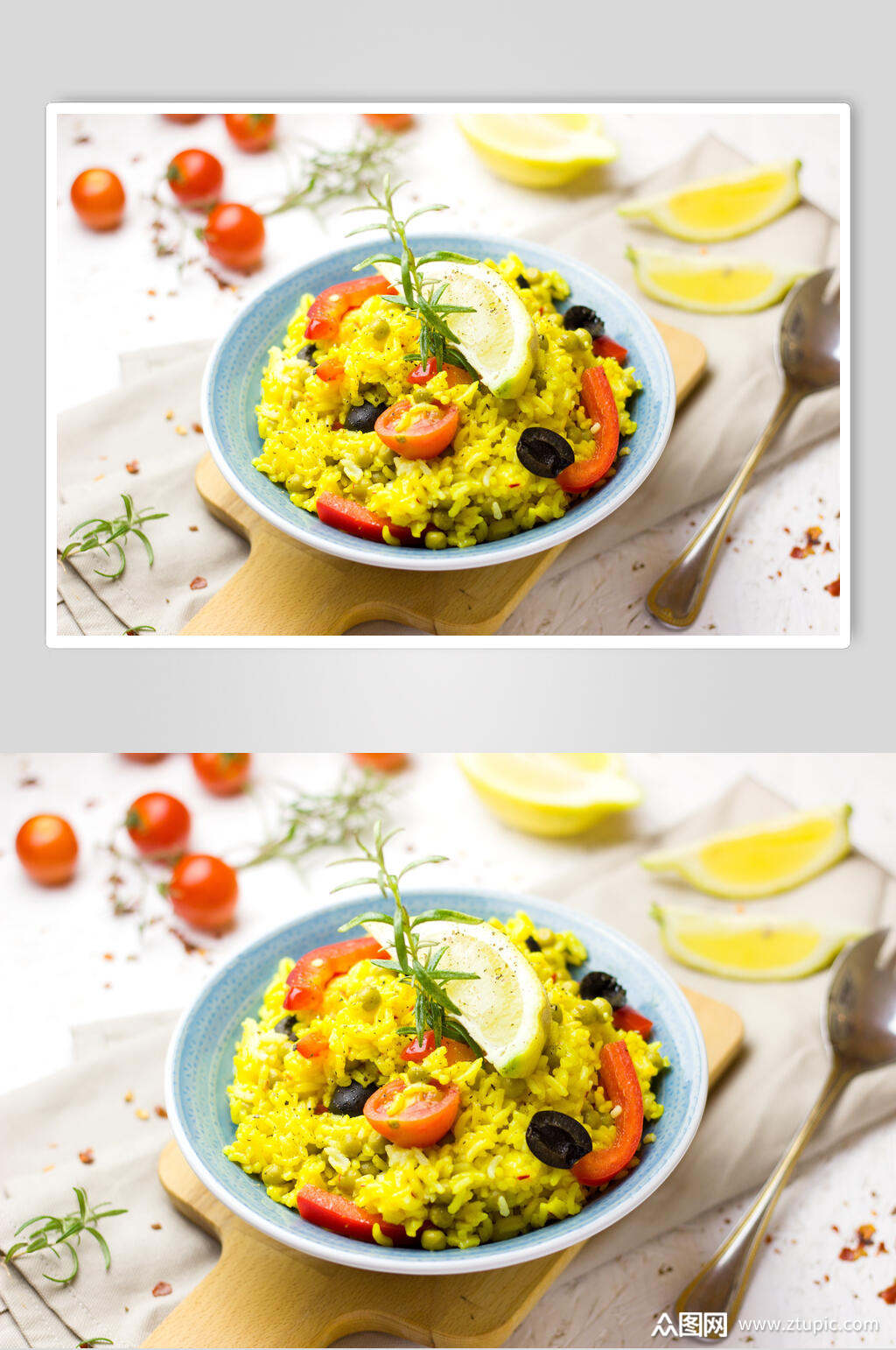 金黄菠萝炒饭摄影图片素材