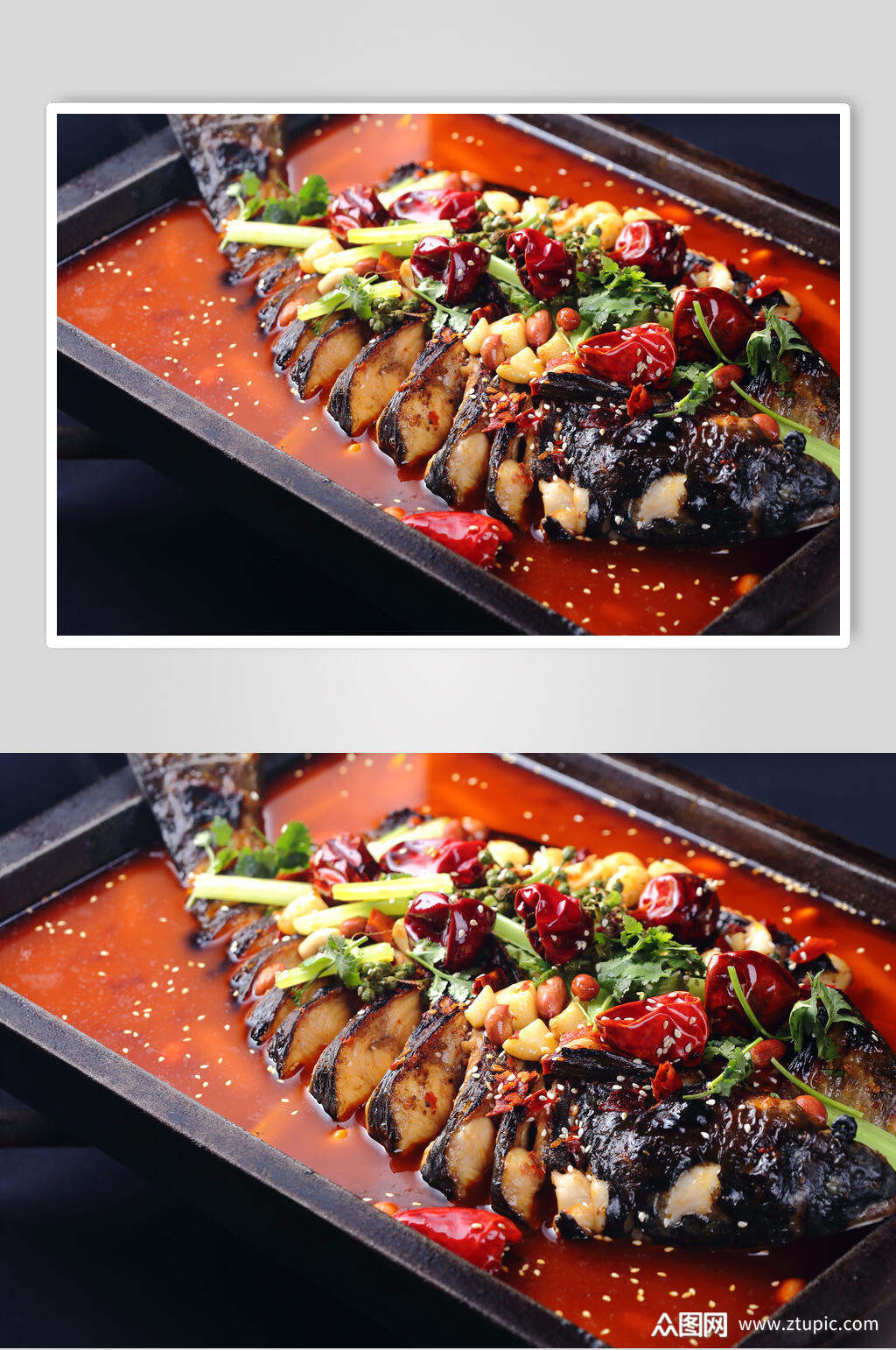 新鲜美味红油烤鱼摄影图片素材
