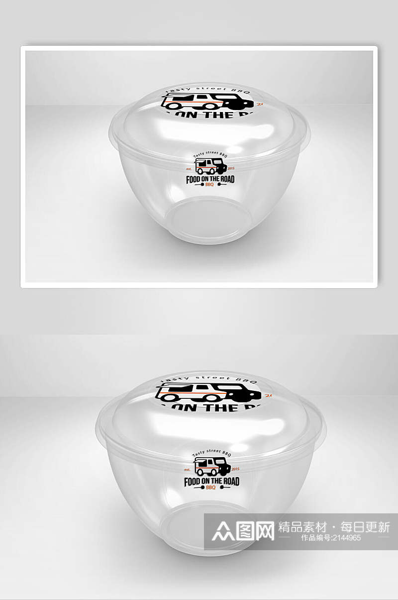 高端椭圆透明碗餐盒样机效果图素材