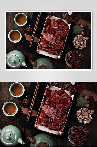 中国风牛肉干摄影美食图片