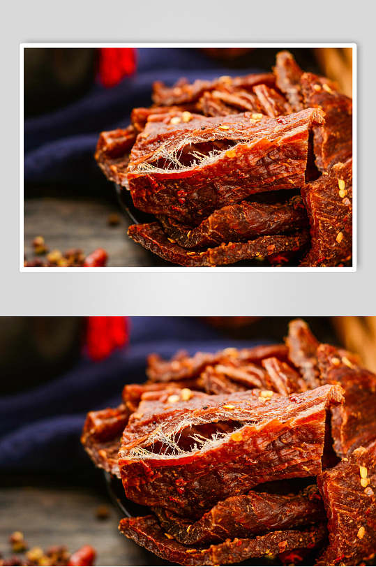 美味手撕牛肉干摄影美食图片