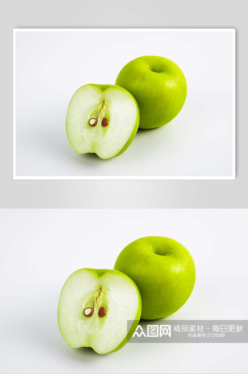 新鲜甜蜜青苹果水果高清图片素材