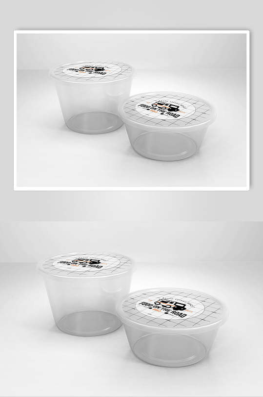 大气透明塑料碗餐盒样机效果图