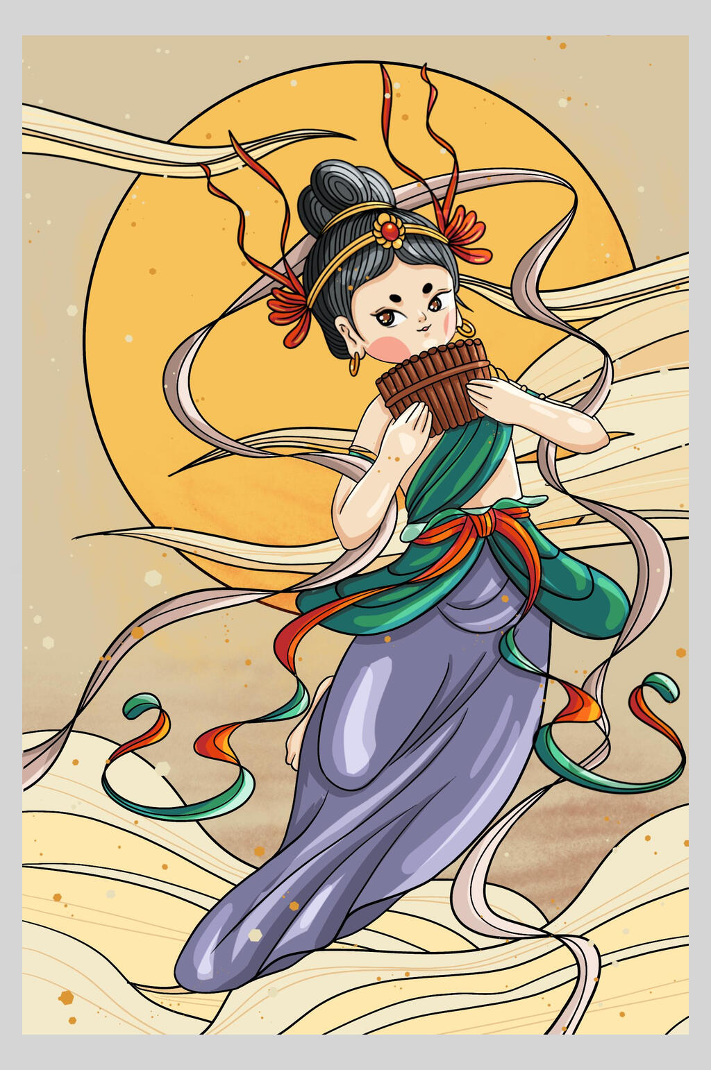 仙女飞舞升天插画设计素材