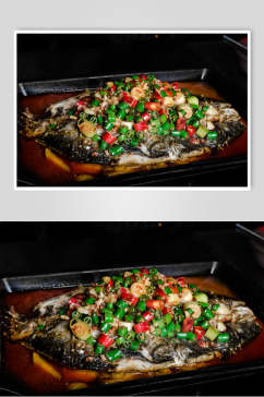 美味青椒烤鱼食物图片