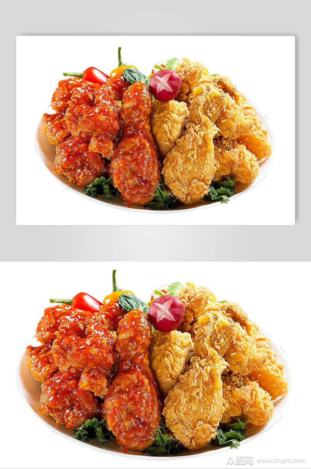 韩式鸡腿鸡翅炸鸡小食食品图片素材