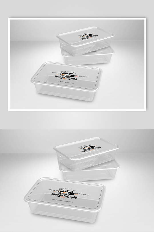 透明塑料盒餐盒样机效果图