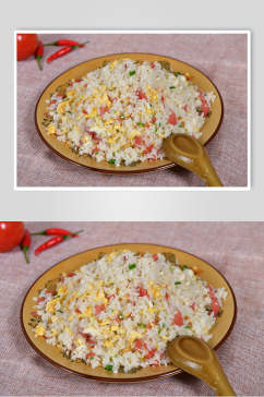 火腿蛋炒饭食物摄影图片