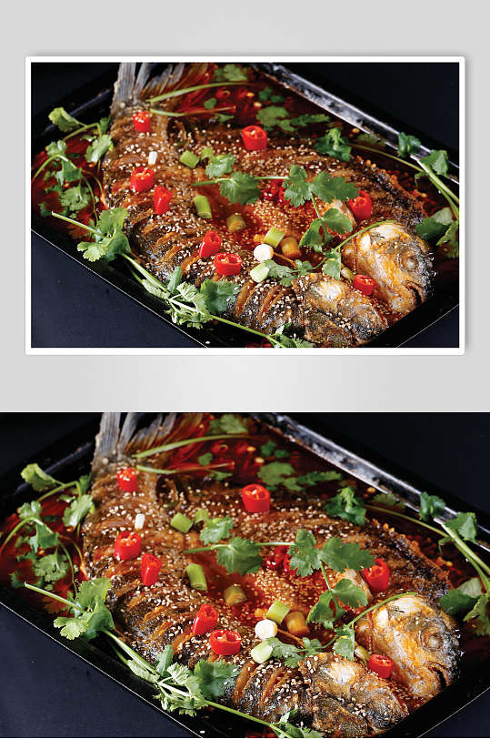 鲜香美味烤鱼摄影图片