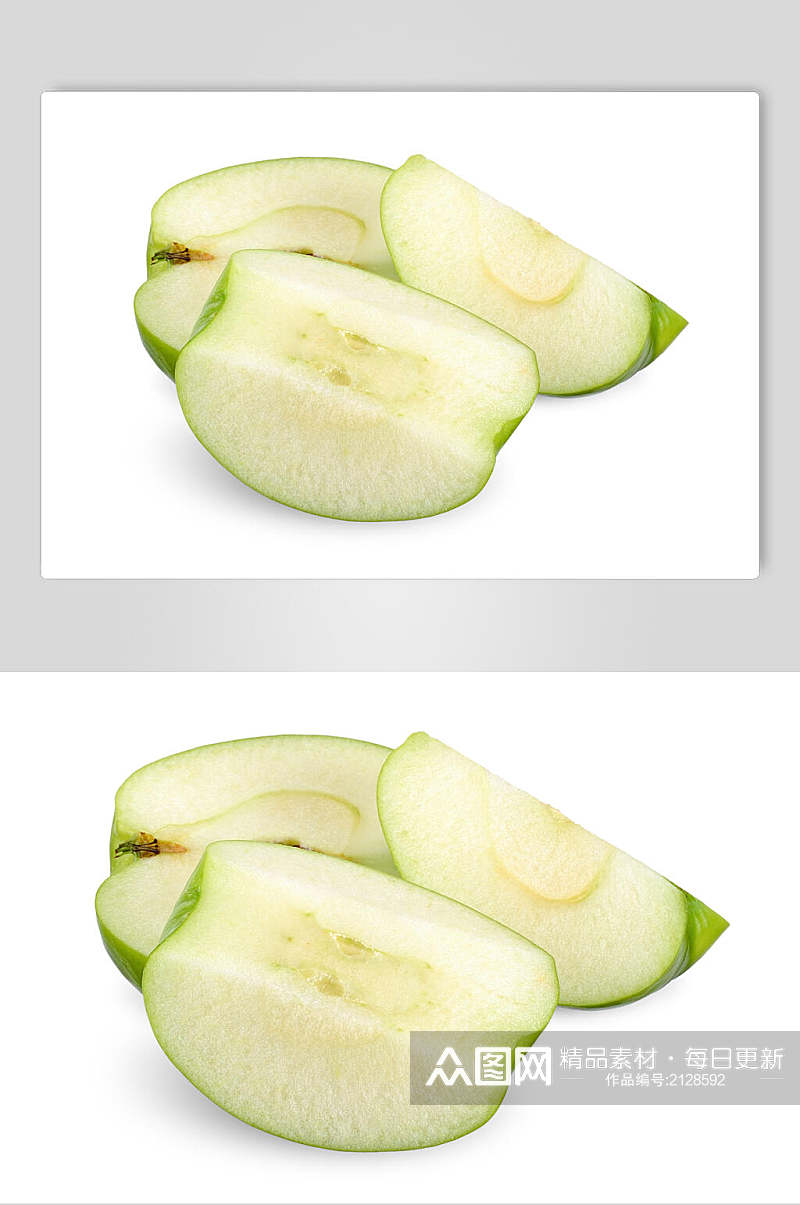 切开青苹果水果高清图片素材