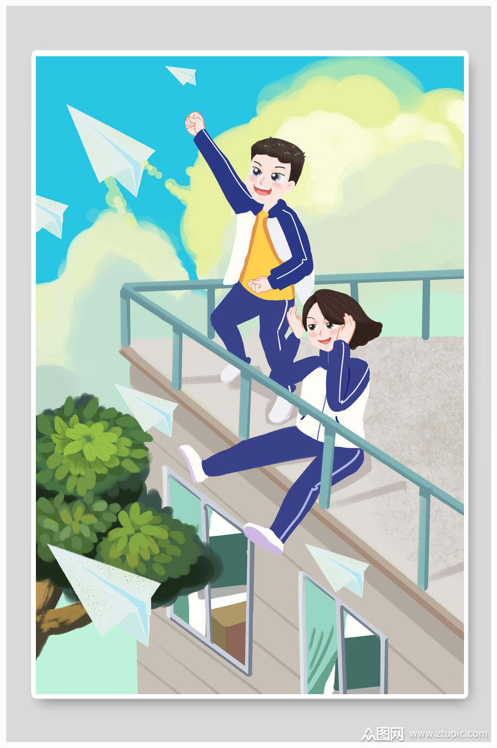 我们毕业啦毕业季插画模板下载-编号2164443-众图网