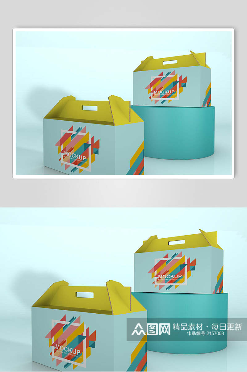 清新淡雅水果礼盒包装样机效果图素材